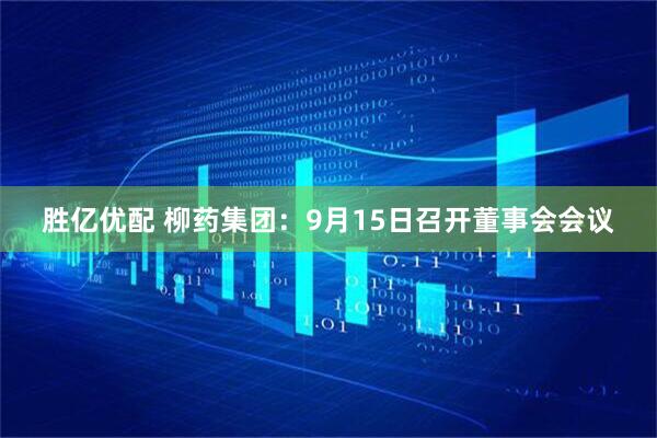 胜亿优配 柳药集团：9月15日召开董事会会议