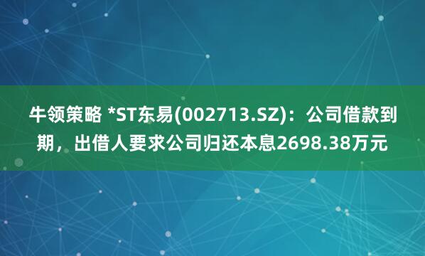 牛领策略 *ST东易(002713.SZ)：公司借款到期，出借人要求公司归还本息2698.38万元