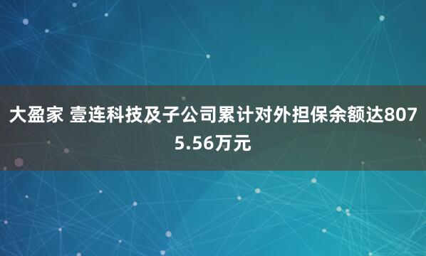 大盈家 壹连科技及子公司累计对外担保余额达8075.56万元